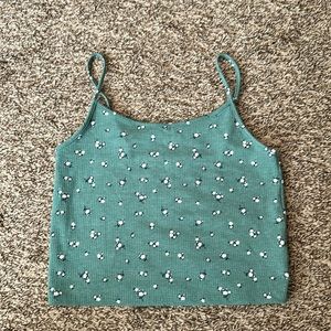 American Eagle Floral Cropped Tank Top